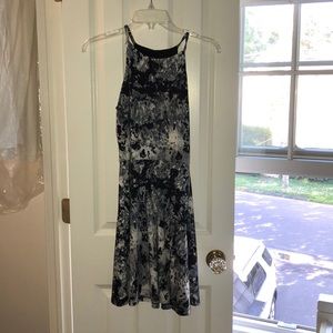 black grey and white pattern dress